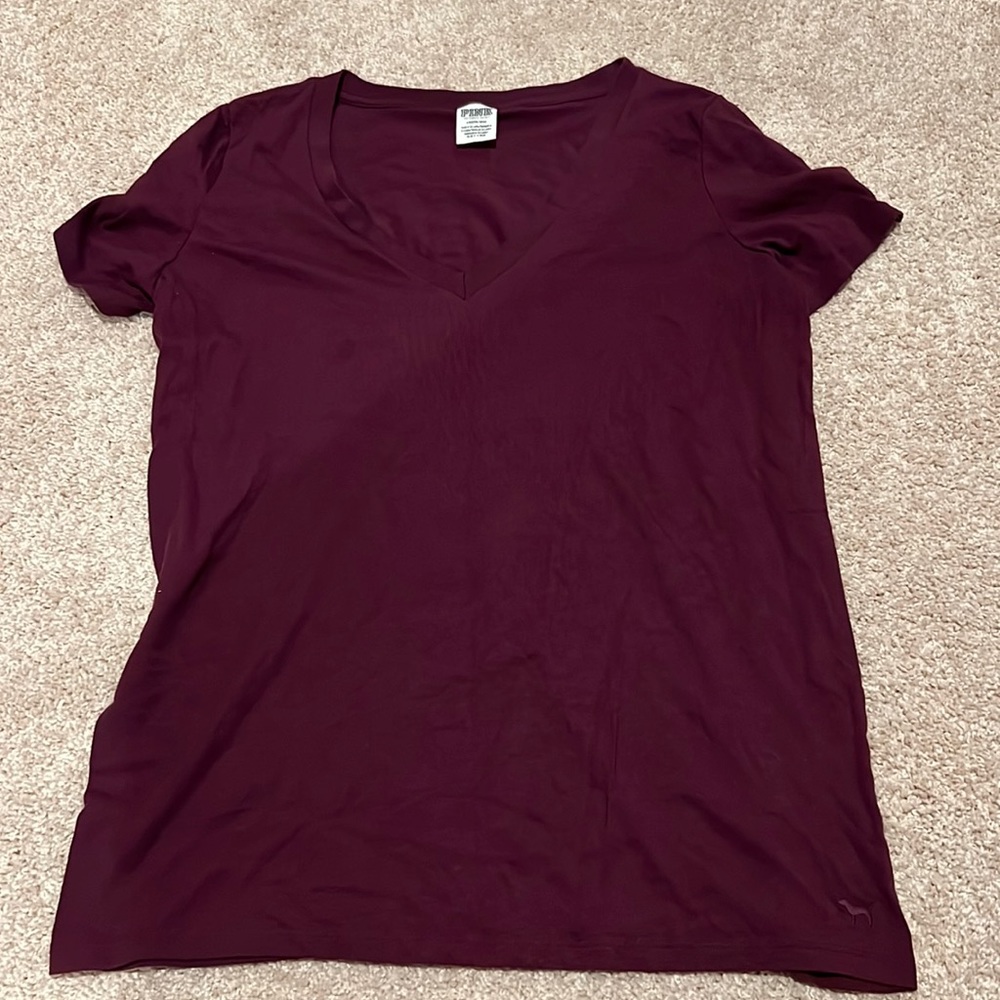 Maroon Large Pink by Victoria Secret short sleeve V neck Tshirt.